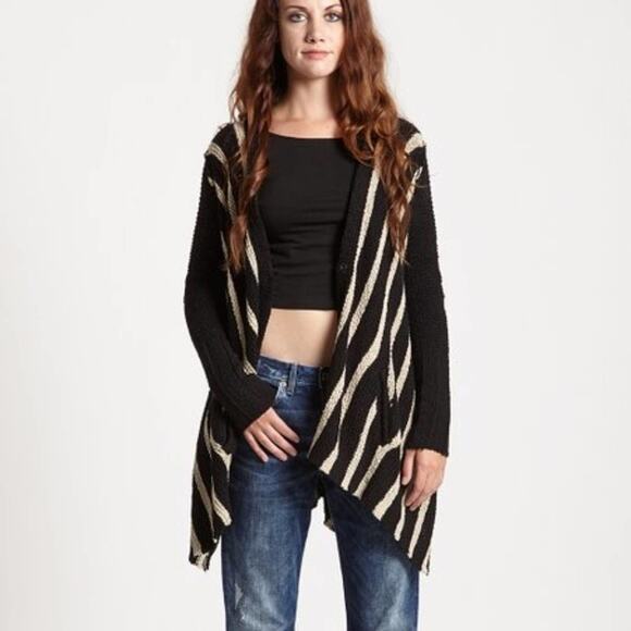 Free people circle back striped cardigan cream - Picture 4 of 9